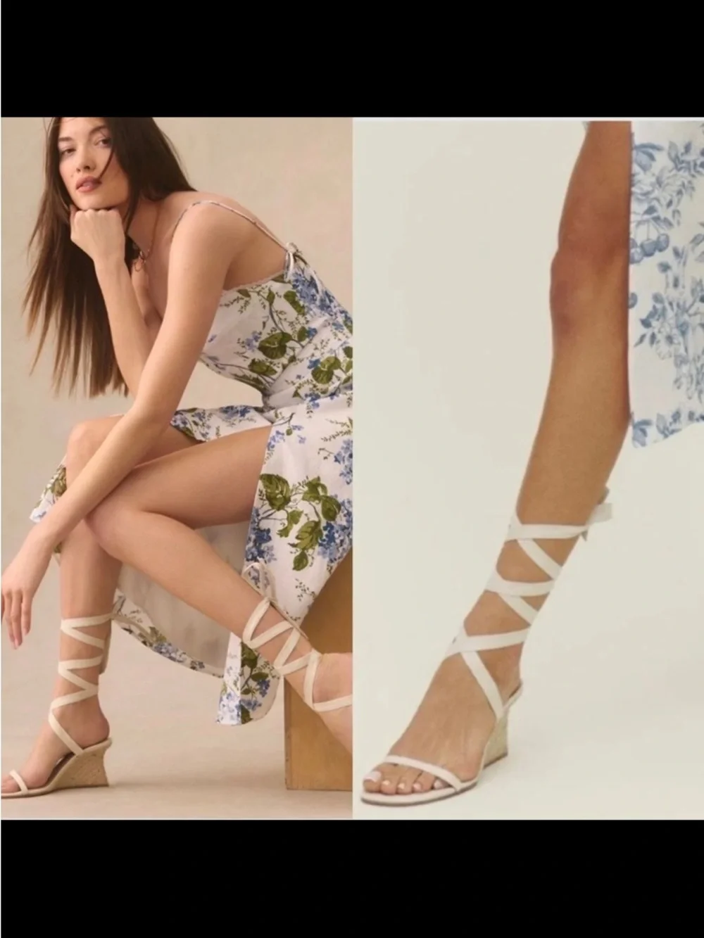 NEW REFORMATION Alessa Lace-up Espadrille Wedge Heels